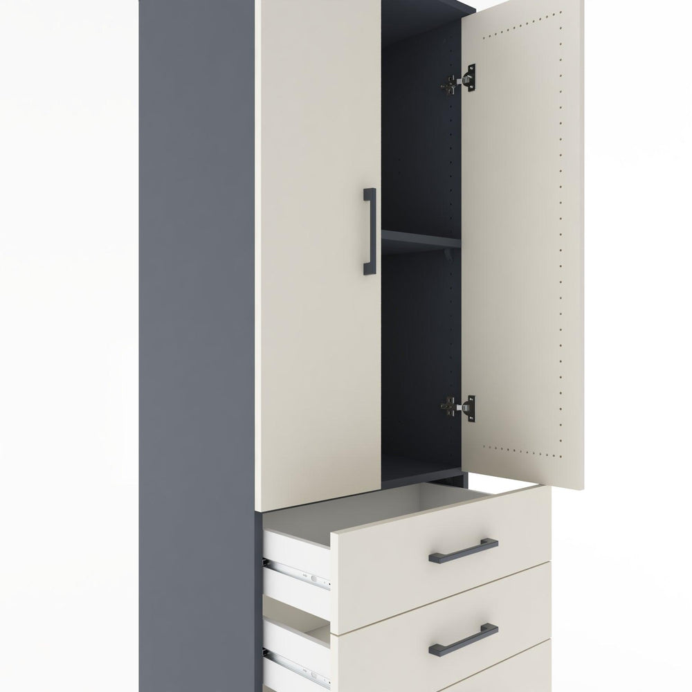 Woodntry Modular Cabinet Anthracite 60x44x170 cm with Doors and Drawers KC5-2