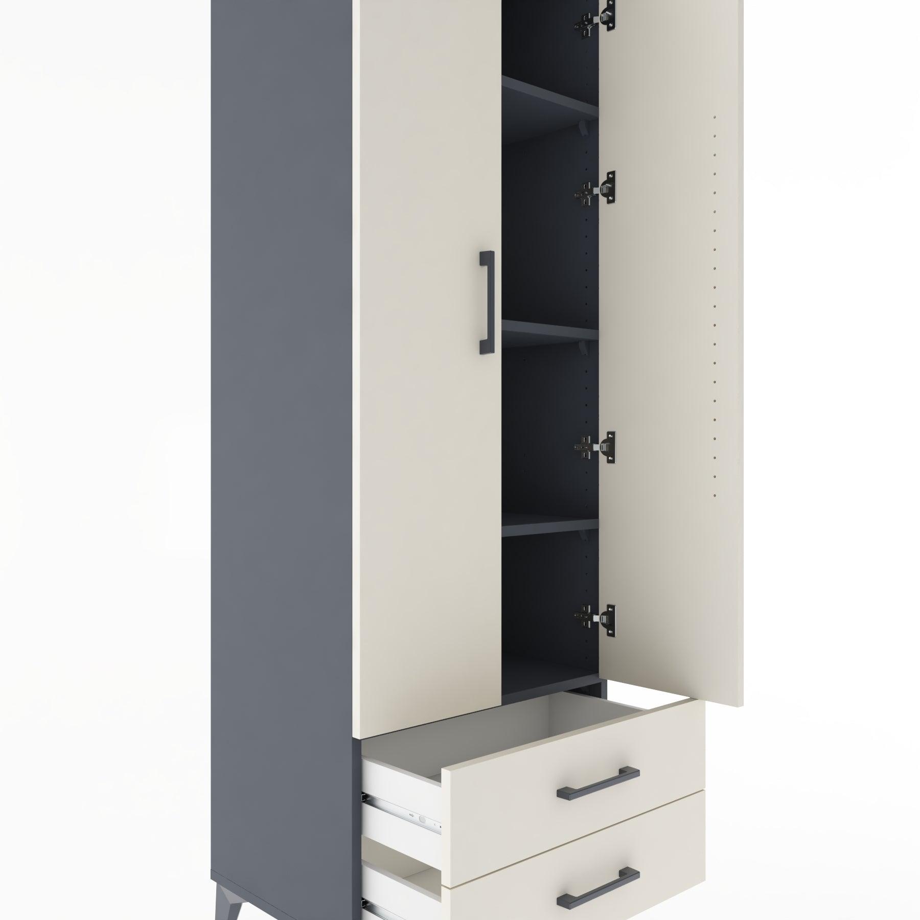Woodntry Modular Cabinet Anthracite 60x44x170 cm with Doors and Drawers KC7-2