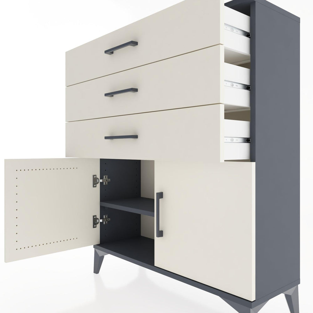 Woodntry Modüler Şifonyer Antrasit 88x30x94 cm Kapaklı ve Çekmeceli KC8-2