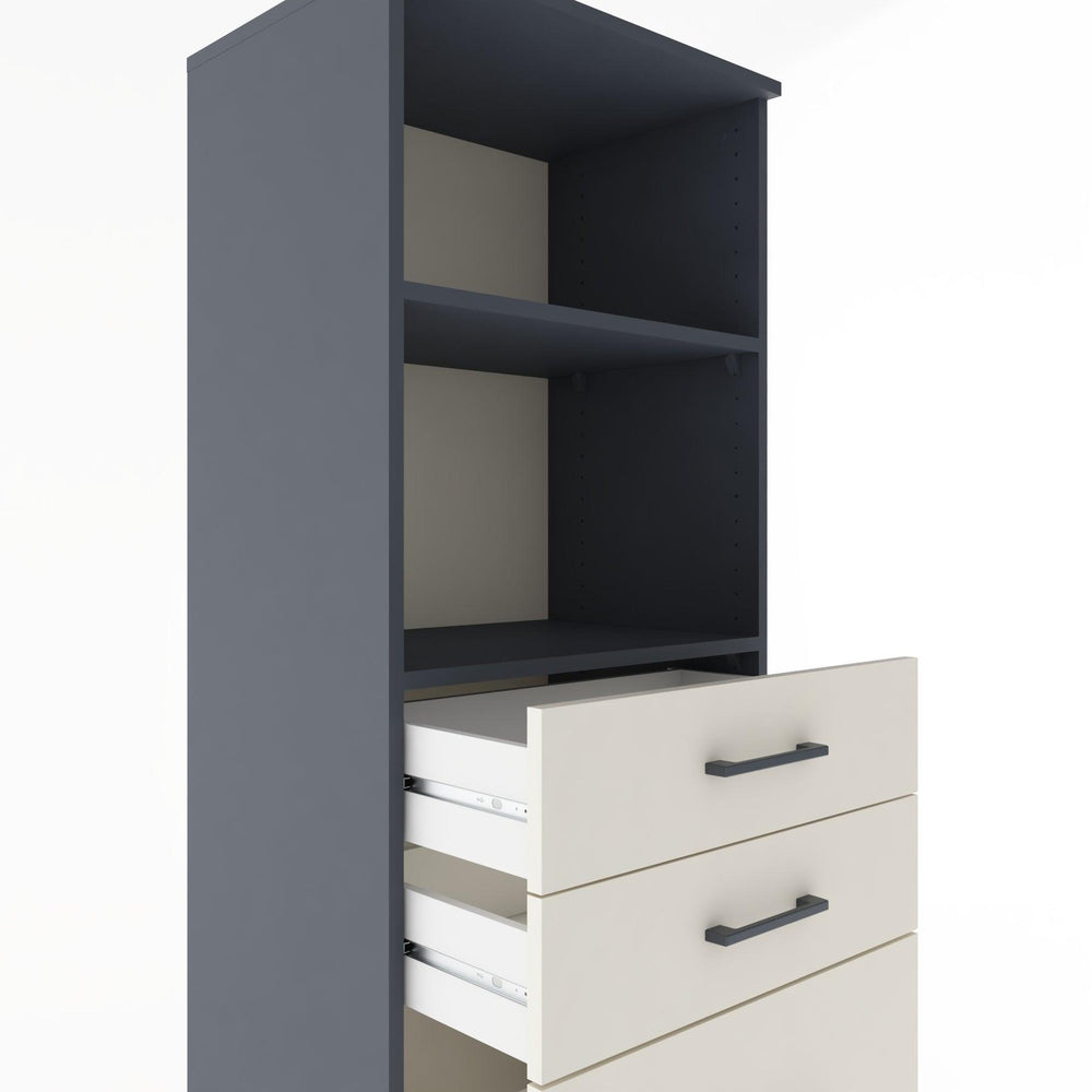 Woodntry Modüler Dolap Antrasit 60x44x170 cm Çekmeceli ve Raflı CR46-2