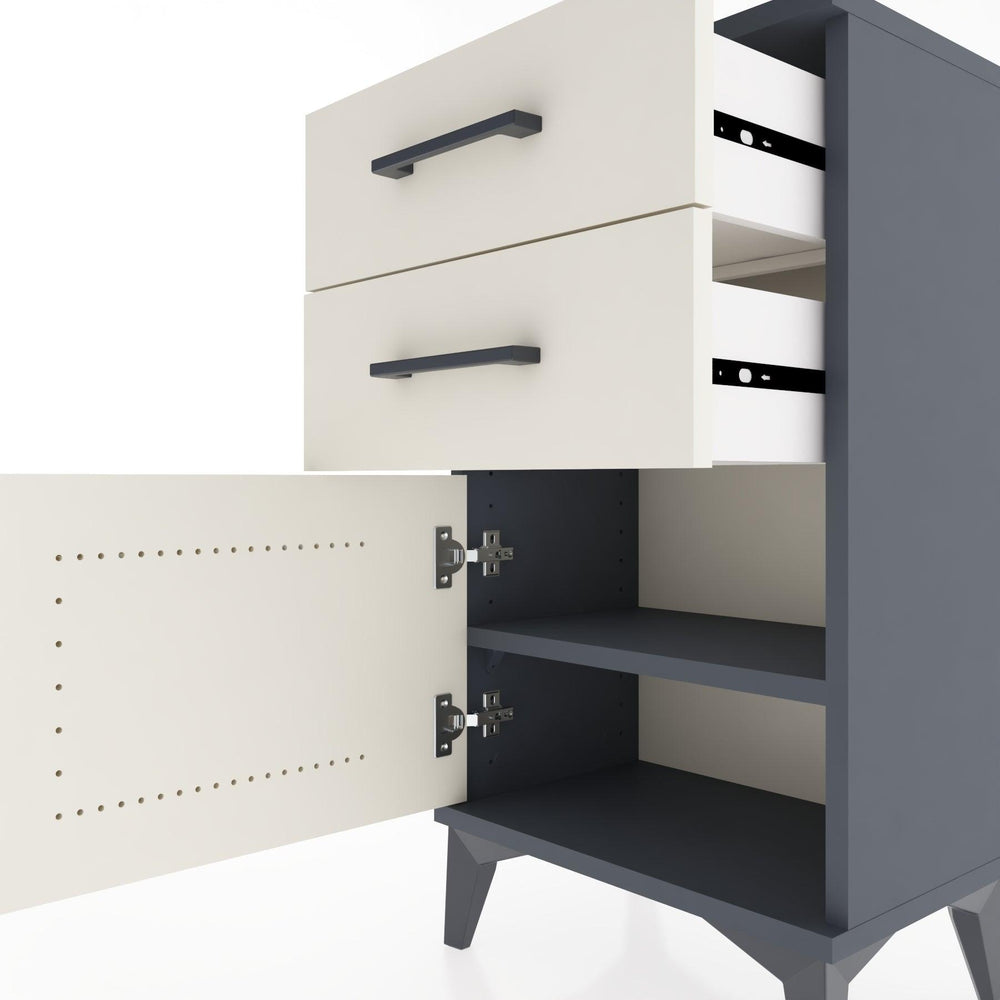 Woodntry Modüler Komodin İki Çekmece ve Kapaklı 44x30x68 cm Antrasit - Woodntry