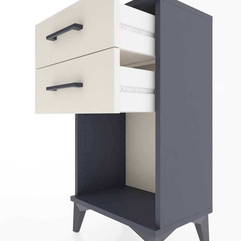 Woodntry Modüler Komodin 2 Çekmece ve Raflı V1 44x30x68 cm Antrasit - Woodntry