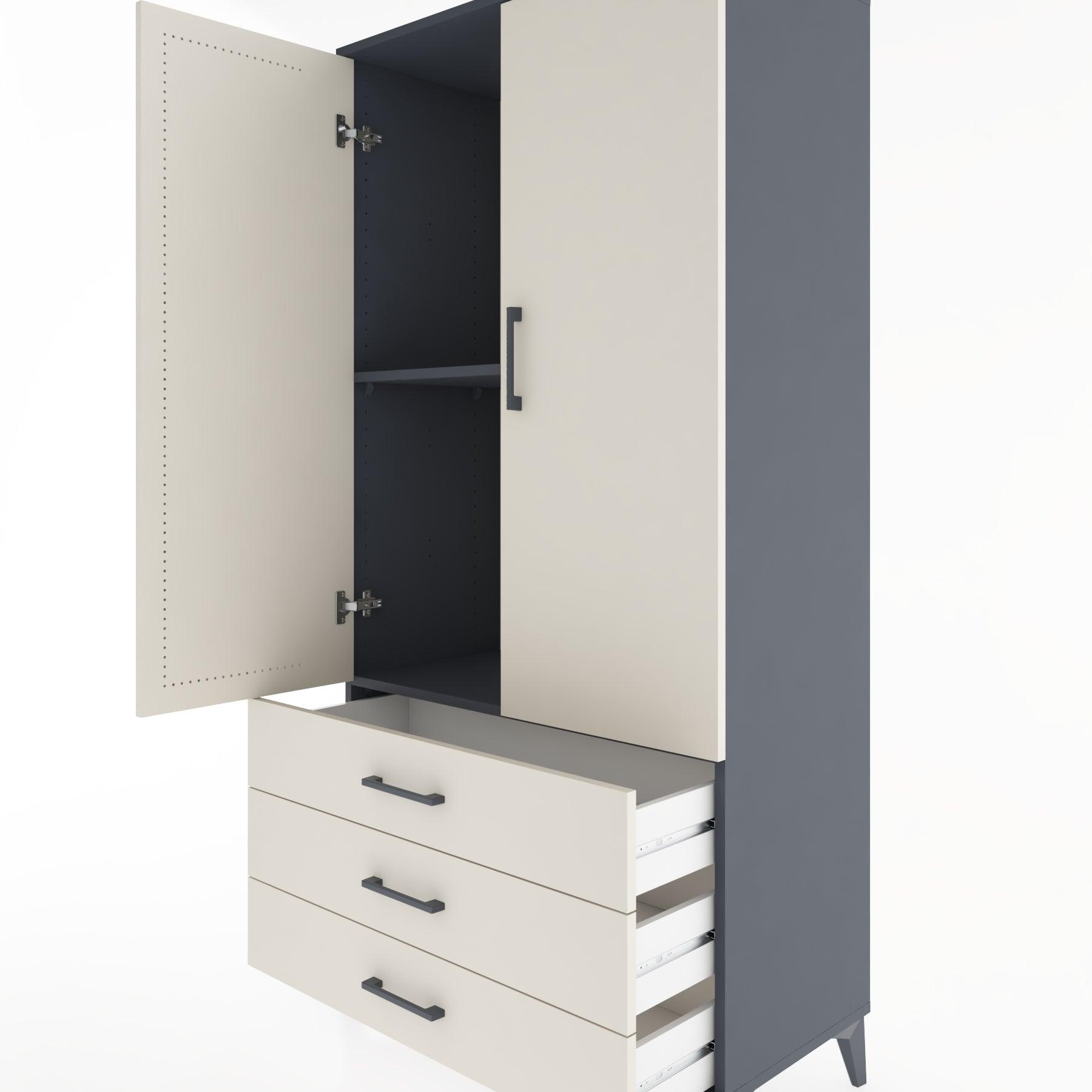 Woodntry Modular Cabinet Anthracite 88x44x170 cm with Doors and Drawers KC6-2