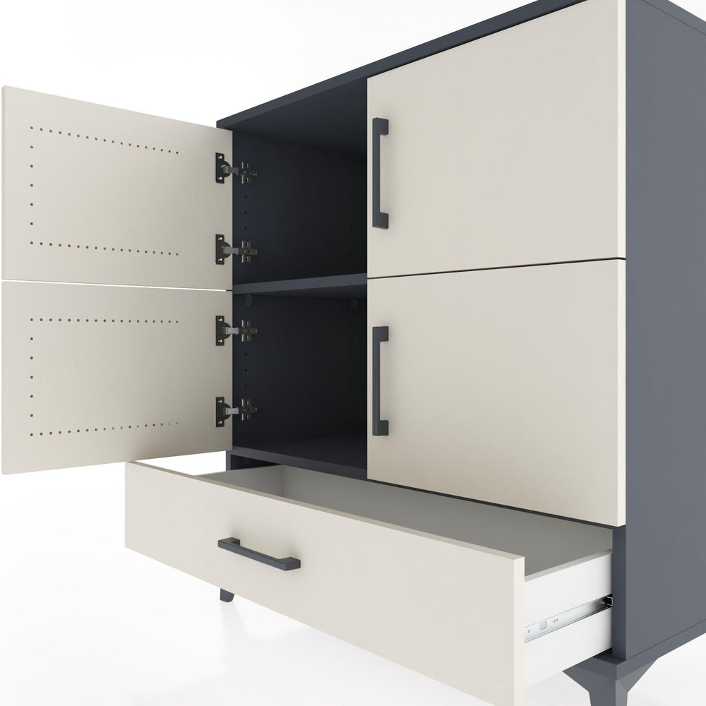 Woodntry Modüler Şifonyer Antrasit 88x44x84 cm Kapaklı ve Çekmeceli KC92-2