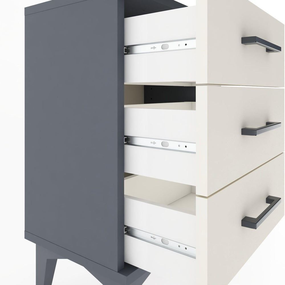 Woodntry Modüler Komodin Üç Çekmeceli 44x30x52 cm Antrasit - Woodntry