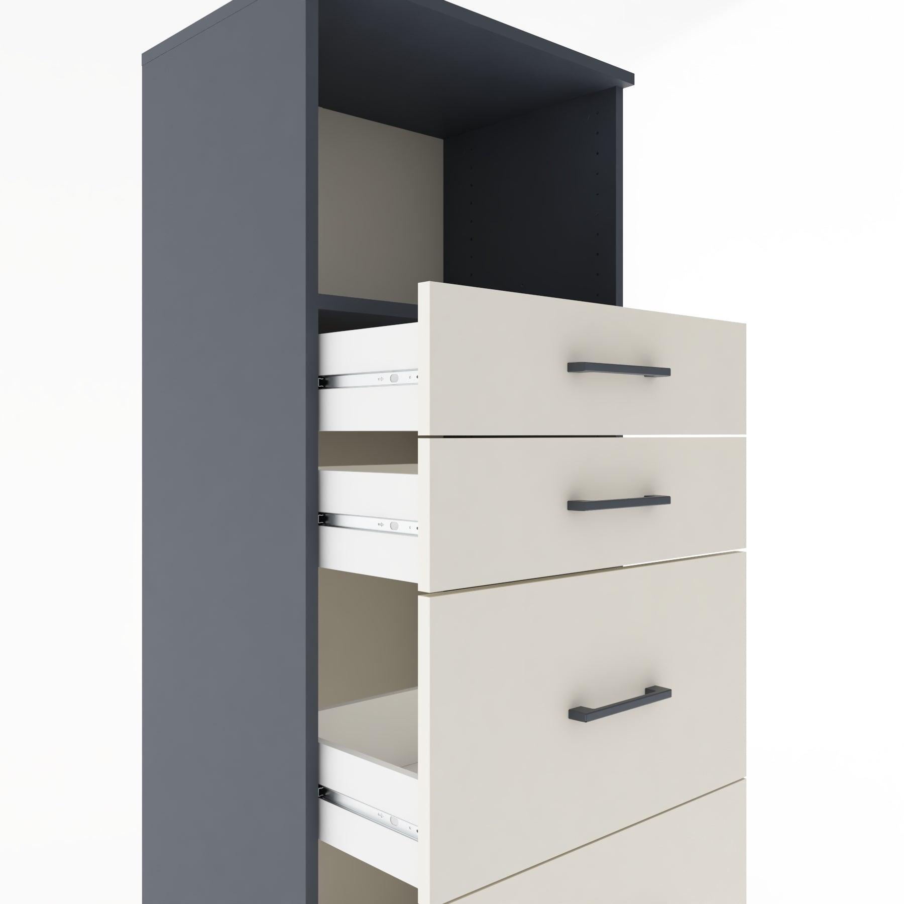 Woodntry Modüler Dolap Antrasit 60x44x170 cm Çekmeceli ve Raflı CR49-2