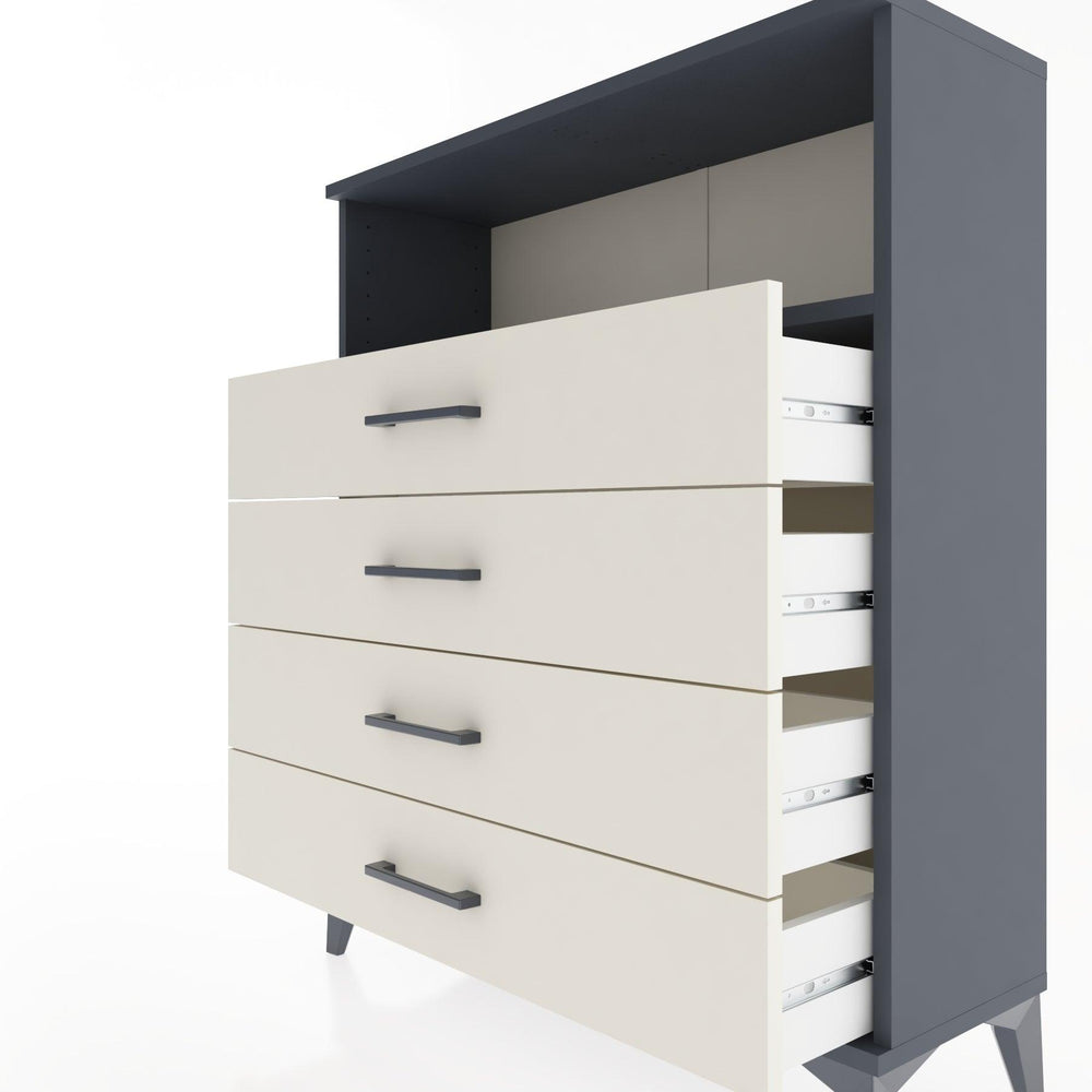 Woodntry Modüler Şifonyer Antrasit 88x30x94 cm Çekmeceli ve Raflı CR19-2