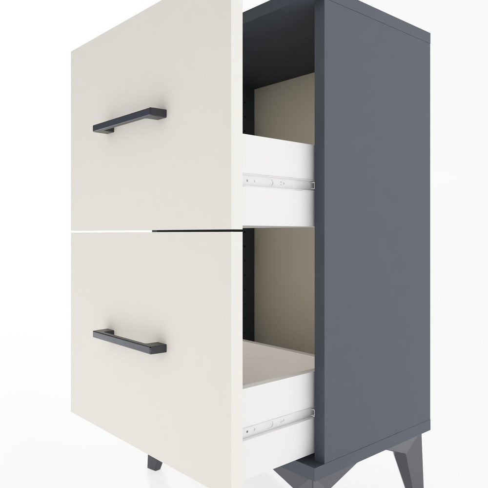 Woodntry Modüler Komodin İki Çekmeceli 44x30x68 cm Antrasit - Woodntry