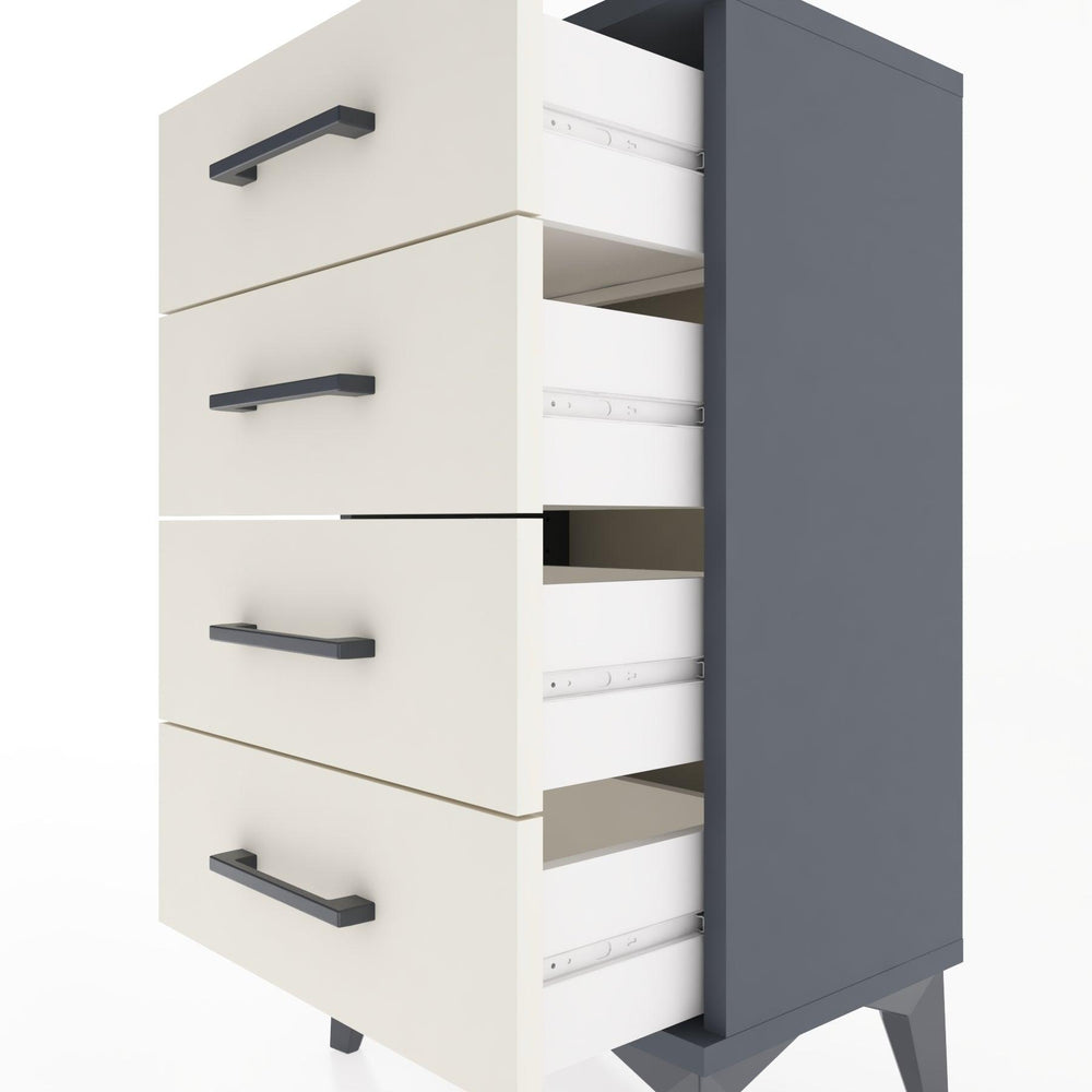 Woodntry Modüler Komodin 4 Çekmeceli 44x30x68 cm Antrasit - Woodntry