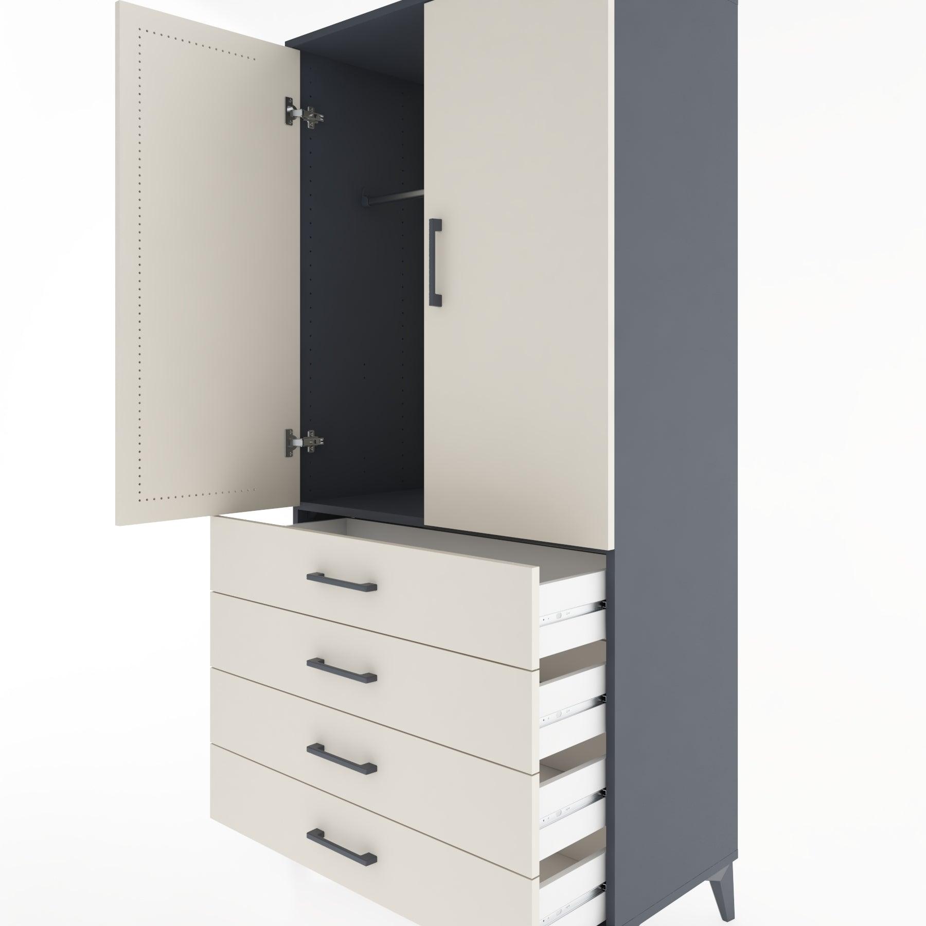 Woodntry Modular Cabinet Anthracite 88x44x170 cm with Doors and Drawers KC27-2