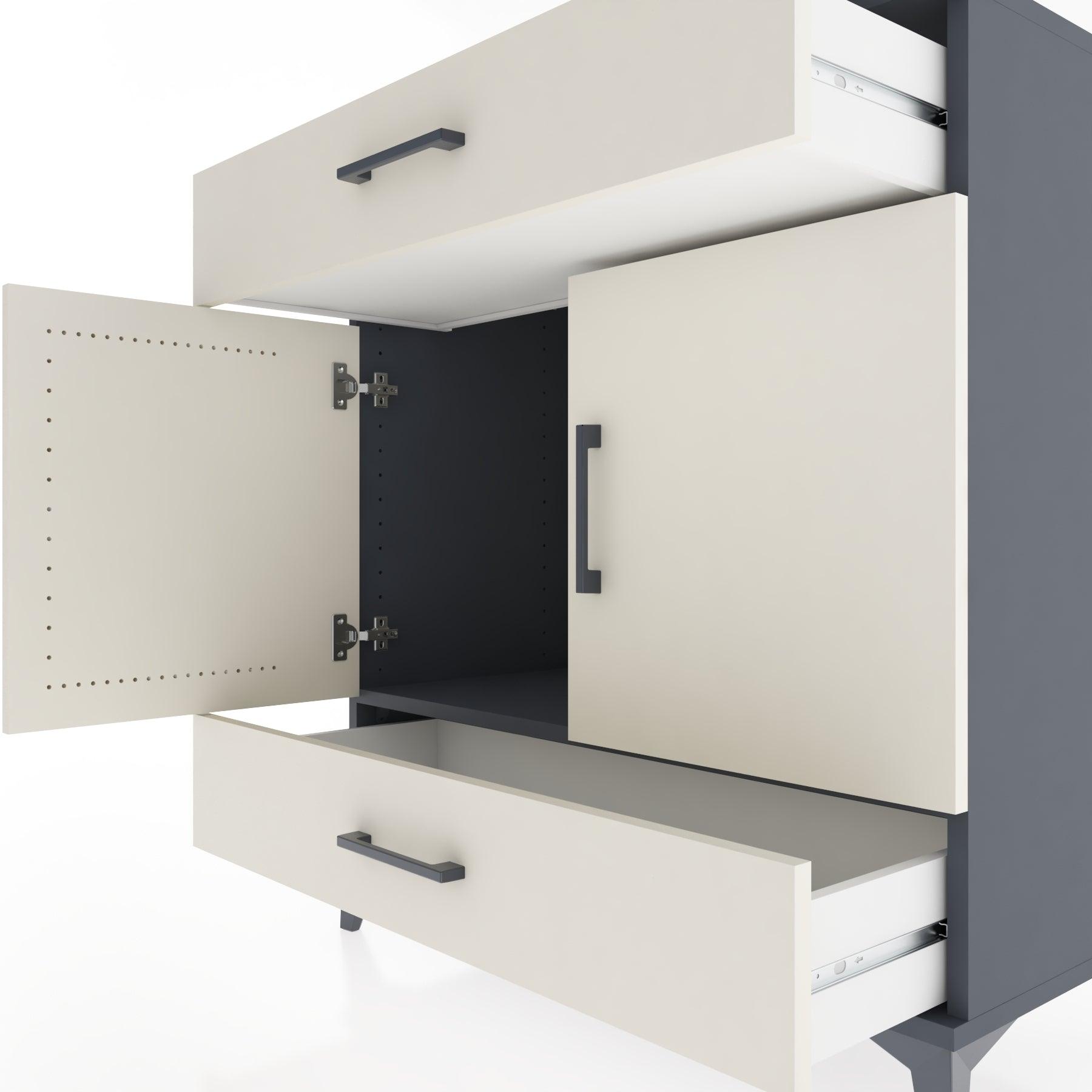 Woodntry Modular Dresser Anthracite 88x44x84 cm with Cover and Drawer KC60-2