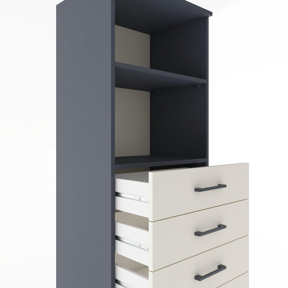 Woodntry Modüler Dolap Antrasit 60x44x170 cm Çekmeceli ve Raflı CR40-2