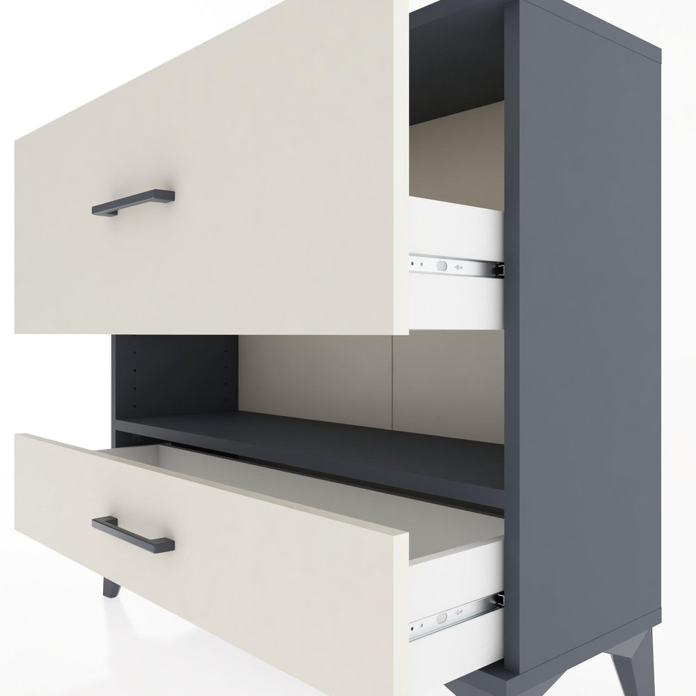 Woodntry Modüler Şifonyer İki Çekmeceli V10 88x30x68 cm Antrasit - Woodntry