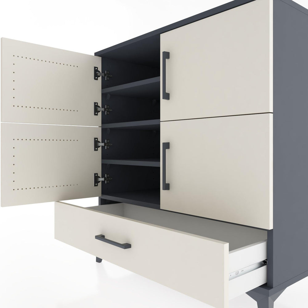 Woodntry Modüler Şifonyer Antrasit 88x44x84 cm Kapaklı ve Çekmeceli KC91-2