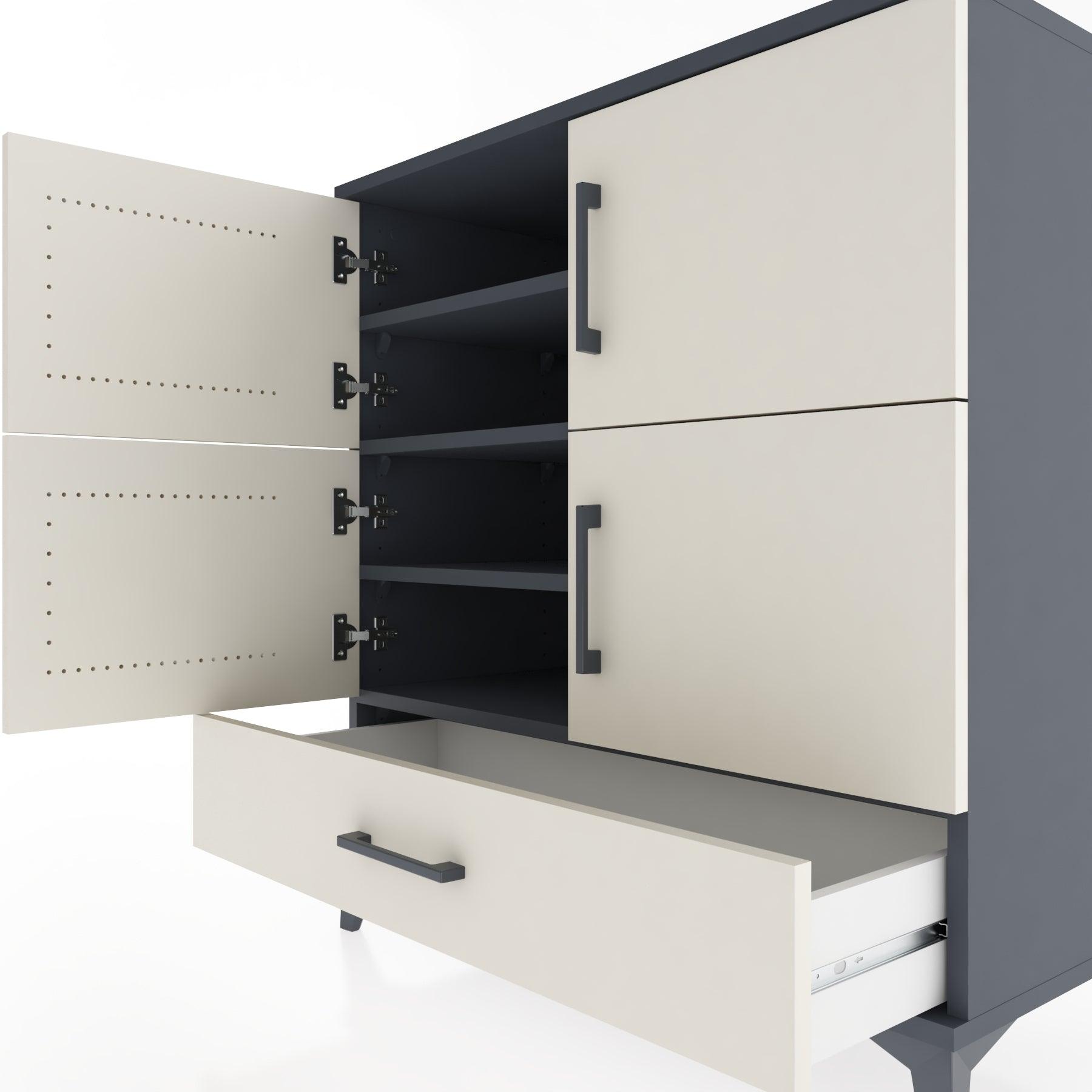Woodntry Modular Dresser Anthracite 88x44x84 cm with Cover and Drawer KC91-2