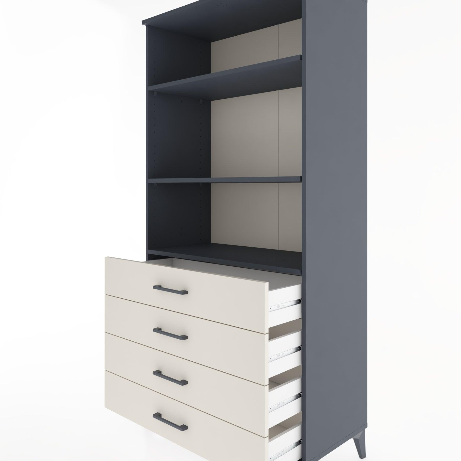 Woodntry Modular Cabinet Anthracite 88x44x170 cm with Drawers and Shelves CR36-2