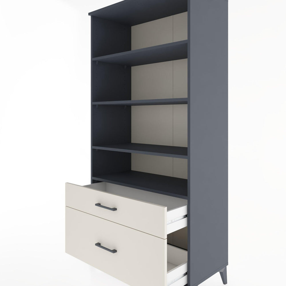 Woodntry Modüler Dolap Antrasit 88x44x170 cm Çekmeceli ve Raflı CR43-2