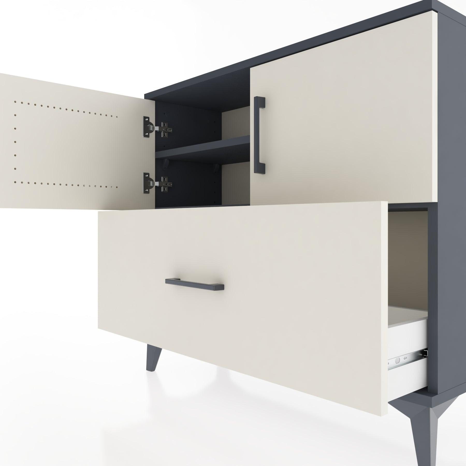 Woodntry Modüler Şifonyer Kapak ve Çekmeceli V2 88x30x68 cm Antrasit - Woodntry