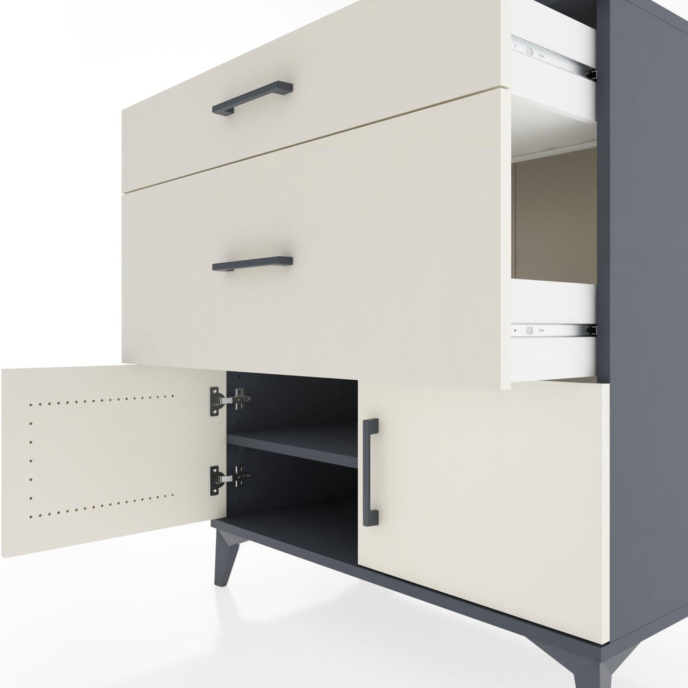 Woodntry Modüler Şifonyer Antrasit 88x44x84 cm Kapaklı ve Çekmeceli KC115-2