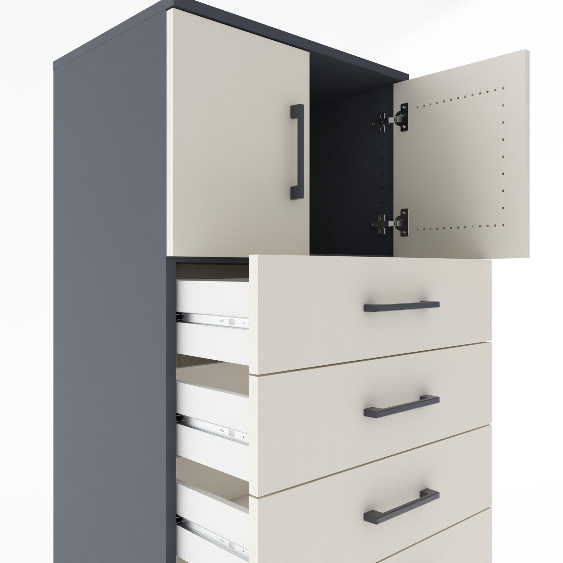 Woodntry Modular Cabinet Anthracite 60x44x170 cm with Doors and Drawers KC10-2