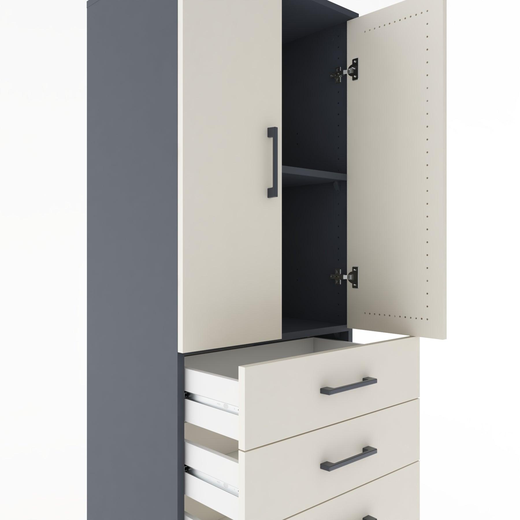 Woodntry Modular Cabinet Anthracite 60x44x170 cm with Doors and Drawers KC13-2