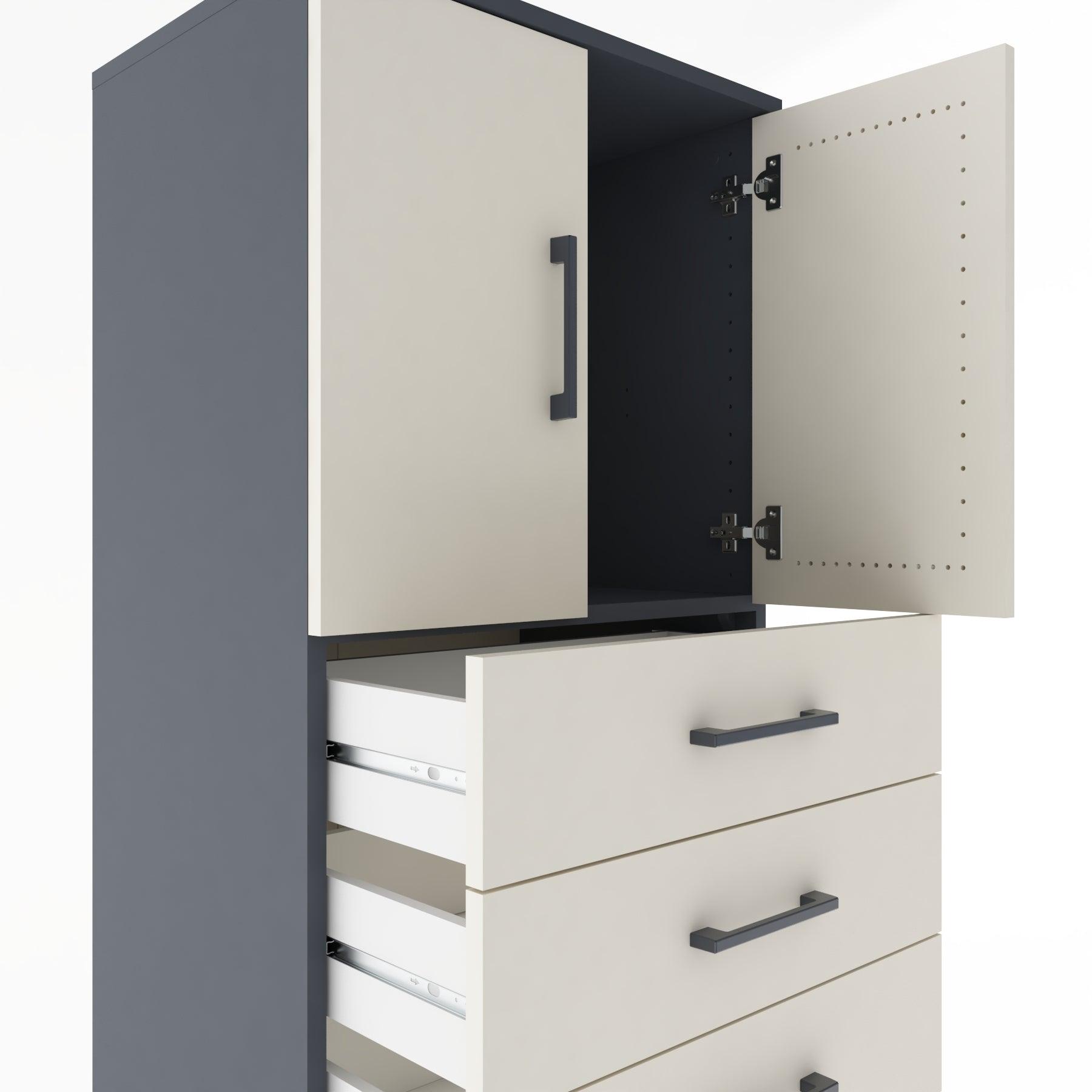 Woodntry Modular Cabinet Anthracite 60x44x170 cm with Doors and Drawers KC11-2