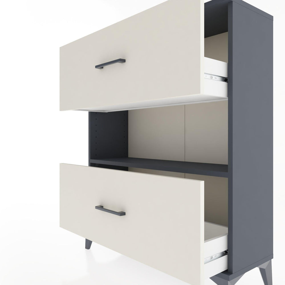 Woodntry Modular Dresser Anthracite 88x30x94 cm with Drawers and Shelves CR17-2