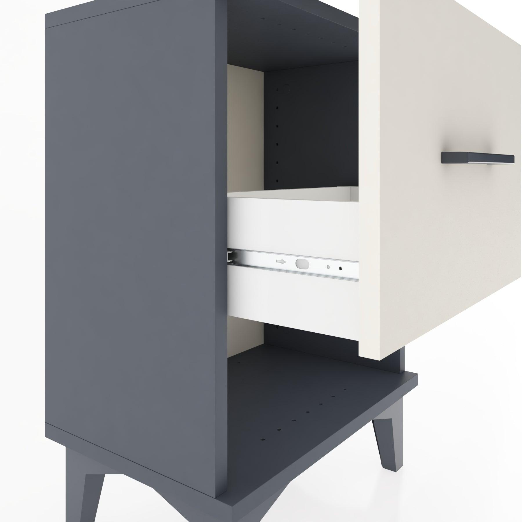 Woodntry Modüler Komodin Tek Çekmece ve Raflı 44x30x52 cm Antrasit - Woodntry