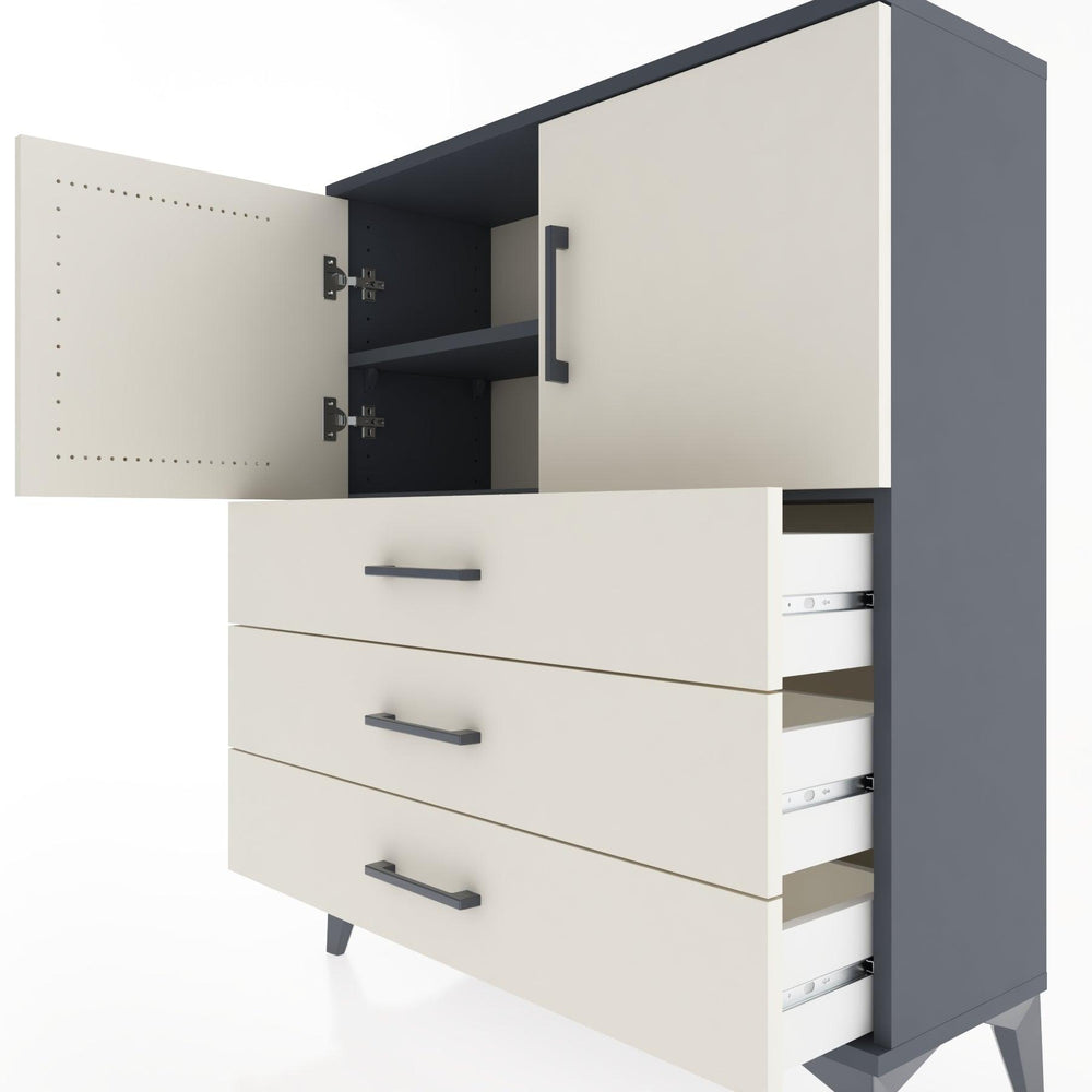 Woodntry Modüler Şifonyer Antrasit 88x30x94 cm Kapaklı ve Çekmeceli KC7-2