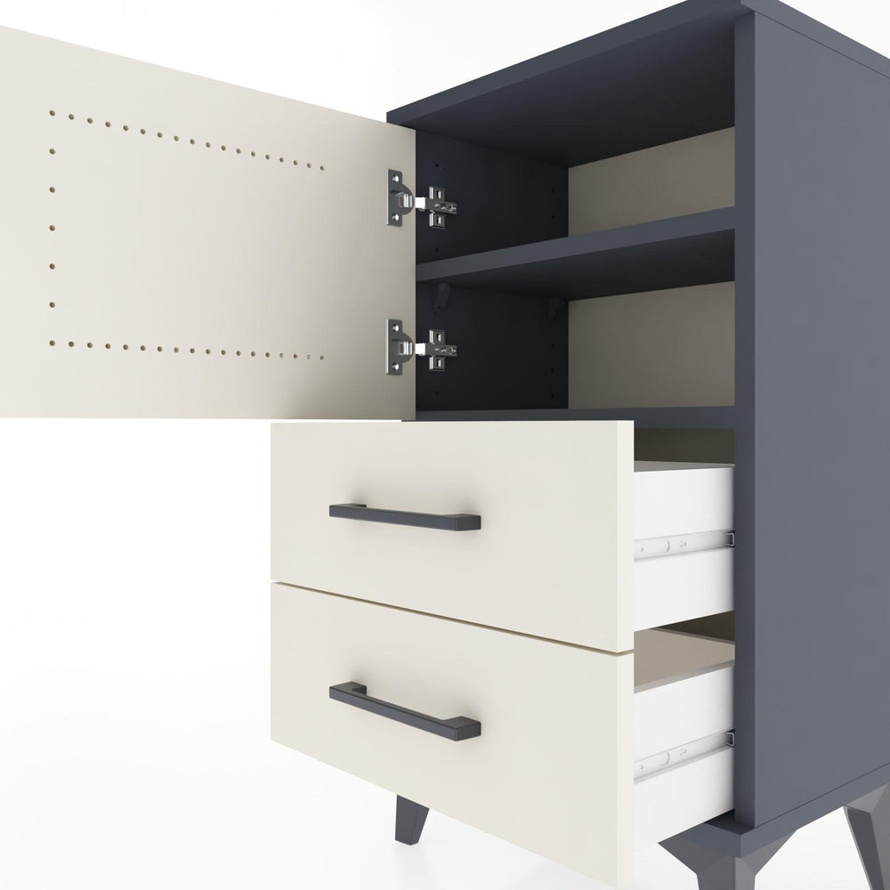 Woodntry Modüler Komodin Kapaklı 2 Çekmeceli 44x30x68 cm Antrasit - Woodntry