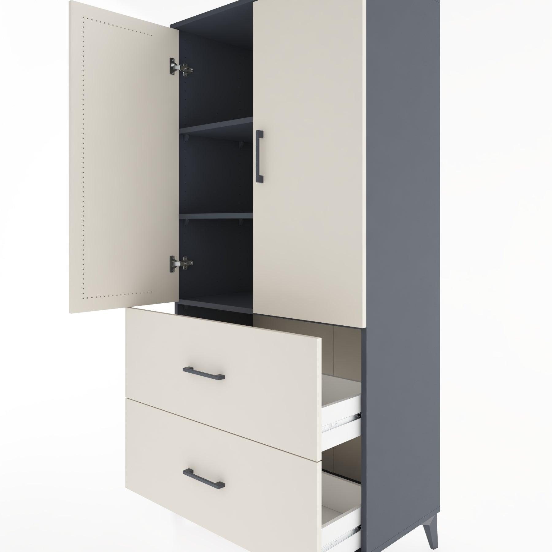 Woodntry Modular Cabinet Anthracite 88x44x170 cm with Doors and Drawers KC21-2