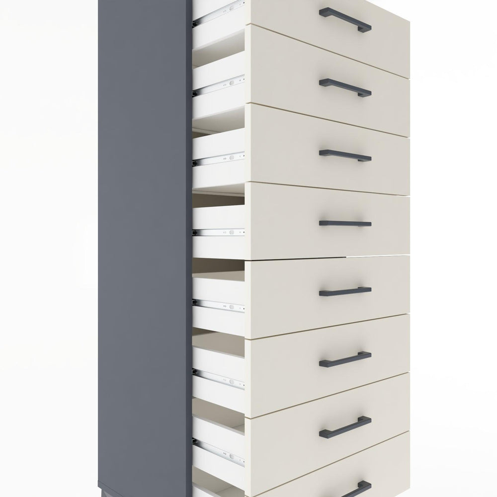 Woodntry Modüler Dolap Antrasit 60x44x170 cm Çekmeceli ve Raflı CR32-2