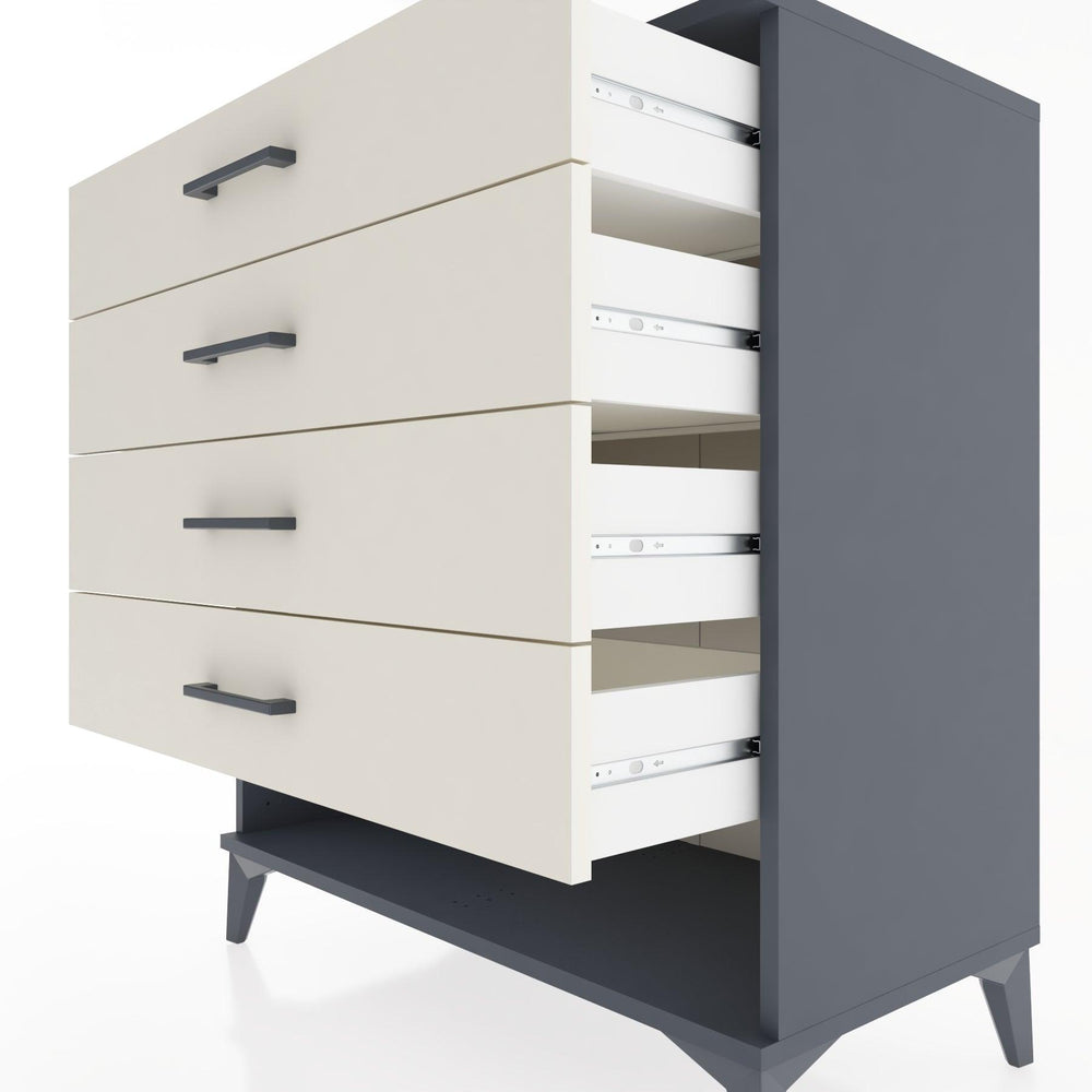 Woodntry Modüler Şifonyer Antrasit 88x44x84 cm Çekmeceli ve Raflı CR10-2