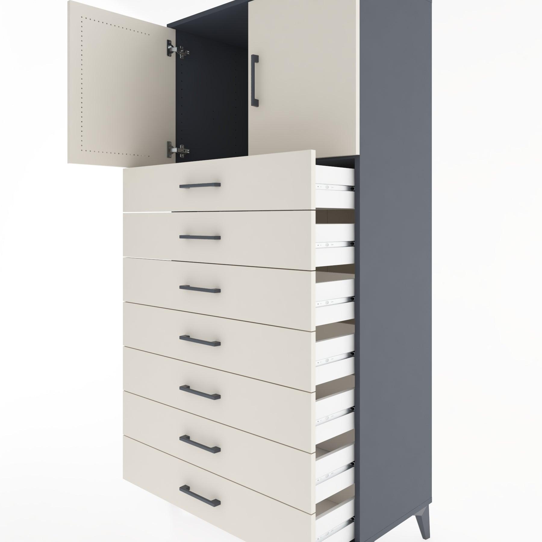 Woodntry Modular Cabinet Anthracite 88x44x170 cm with Doors and Drawers KC2-2