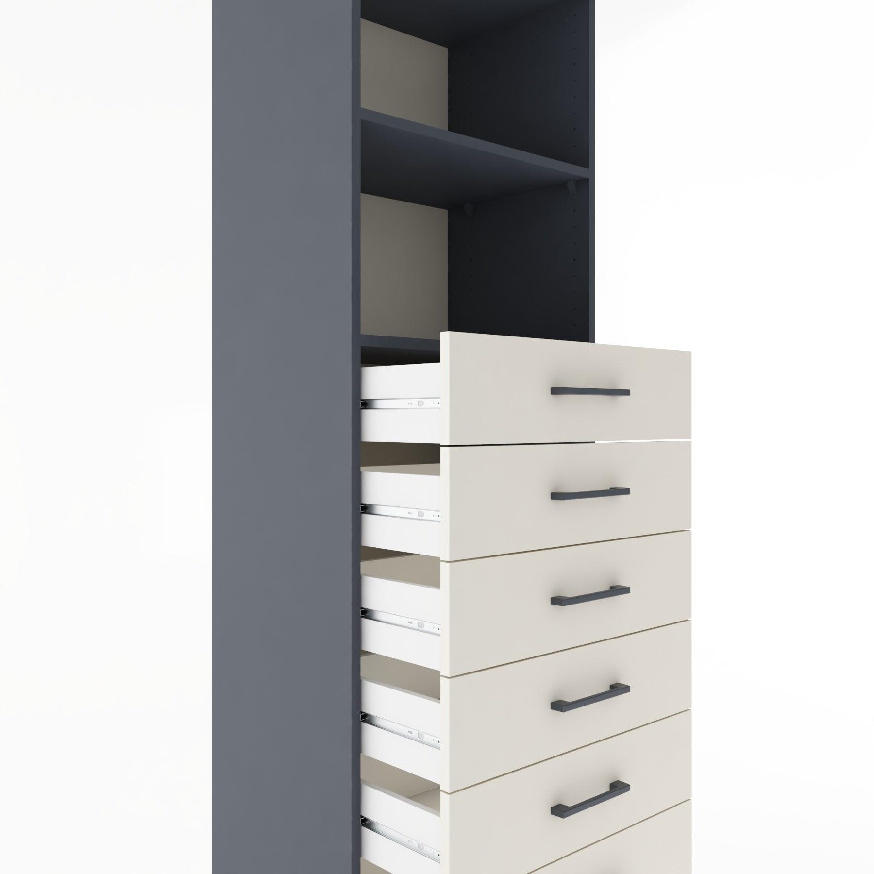 Woodntry Modular Cabinet Anthracite 60x44x170 cm with Drawers and Shelves CR34-2