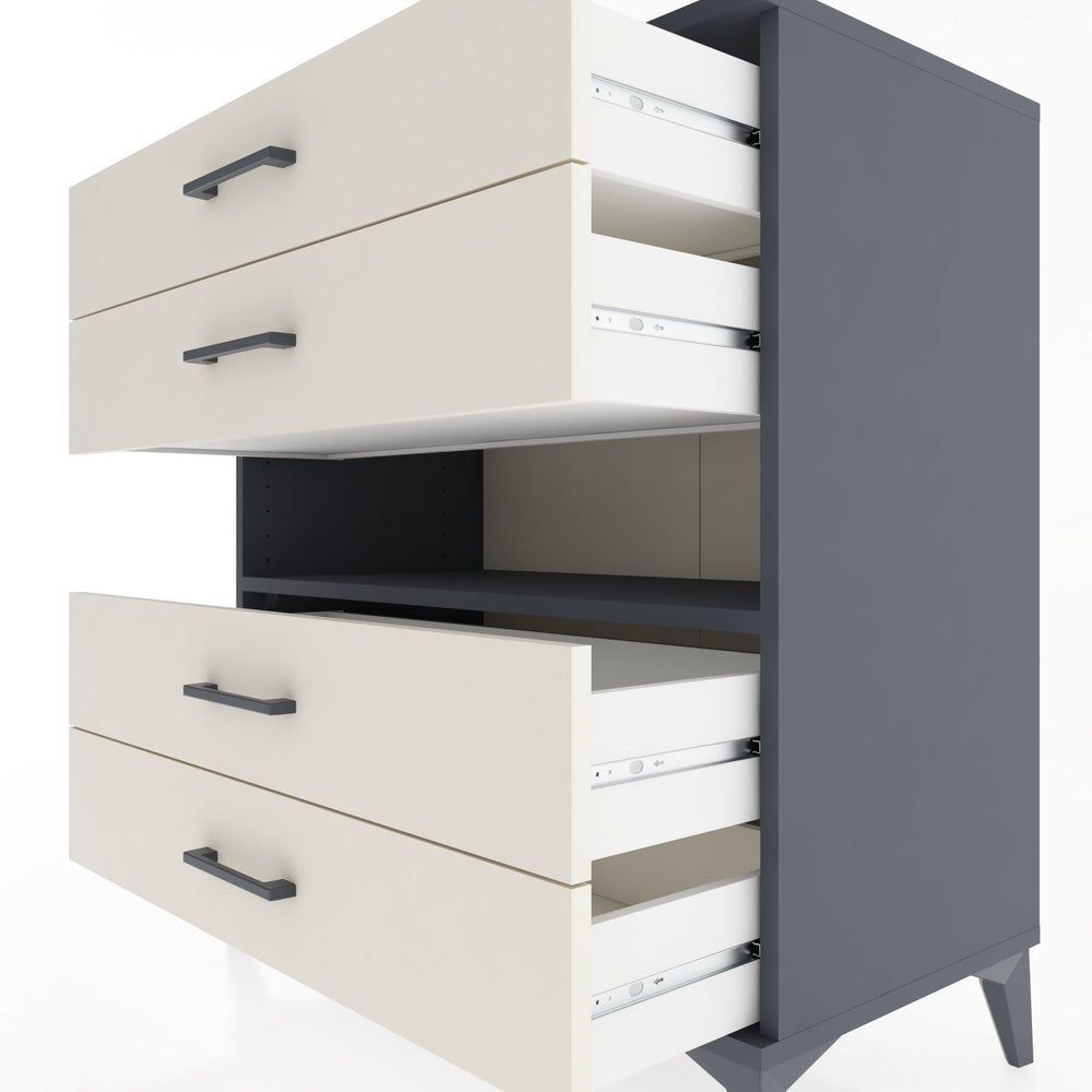 Woodntry Modular Dresser Anthracite 88x44x84 cm with Drawers and Shelves CR21-2