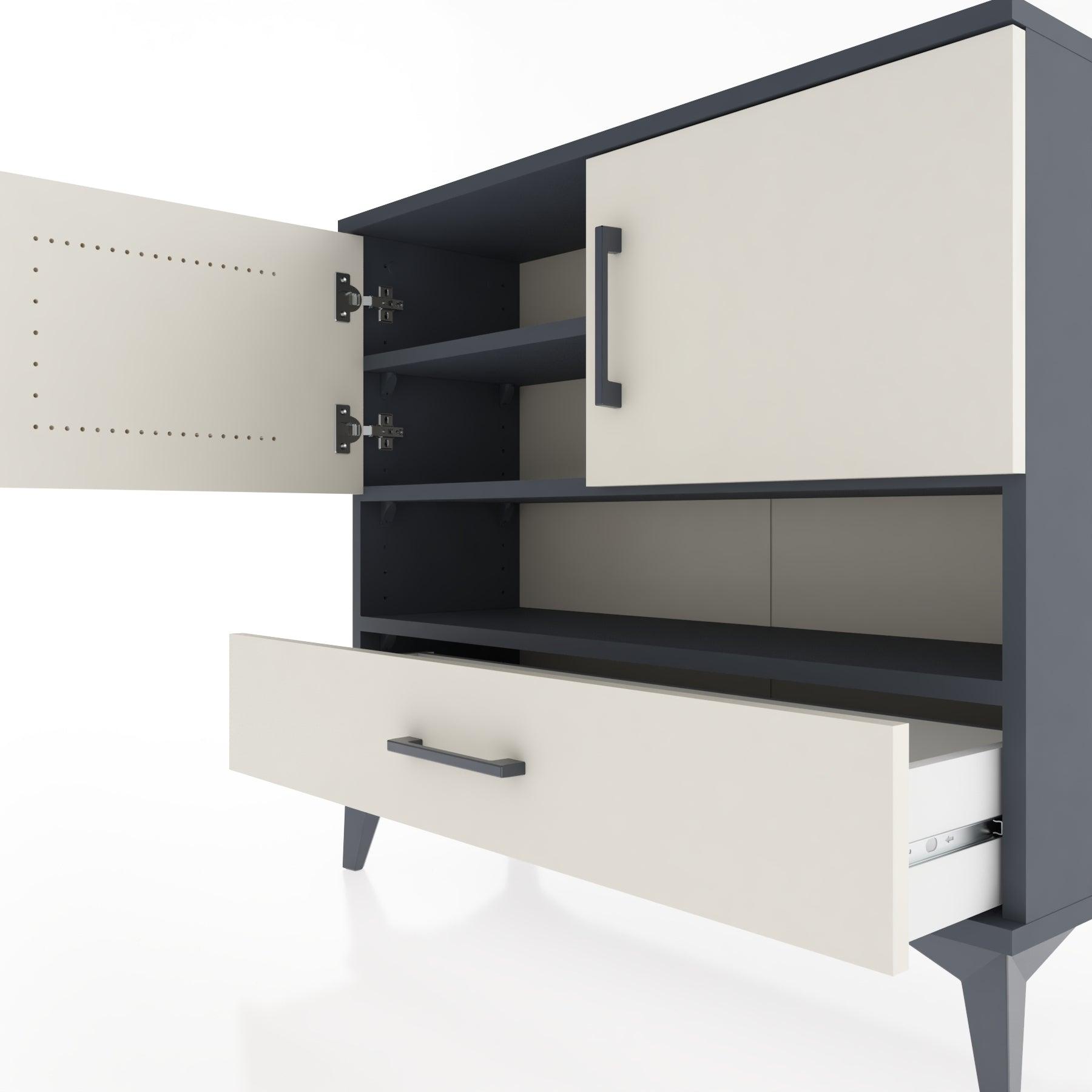 Woodntry Modüler Şifonyer İki Kapaklı T1 88x30x94 cm Antrasit - Woodntry
