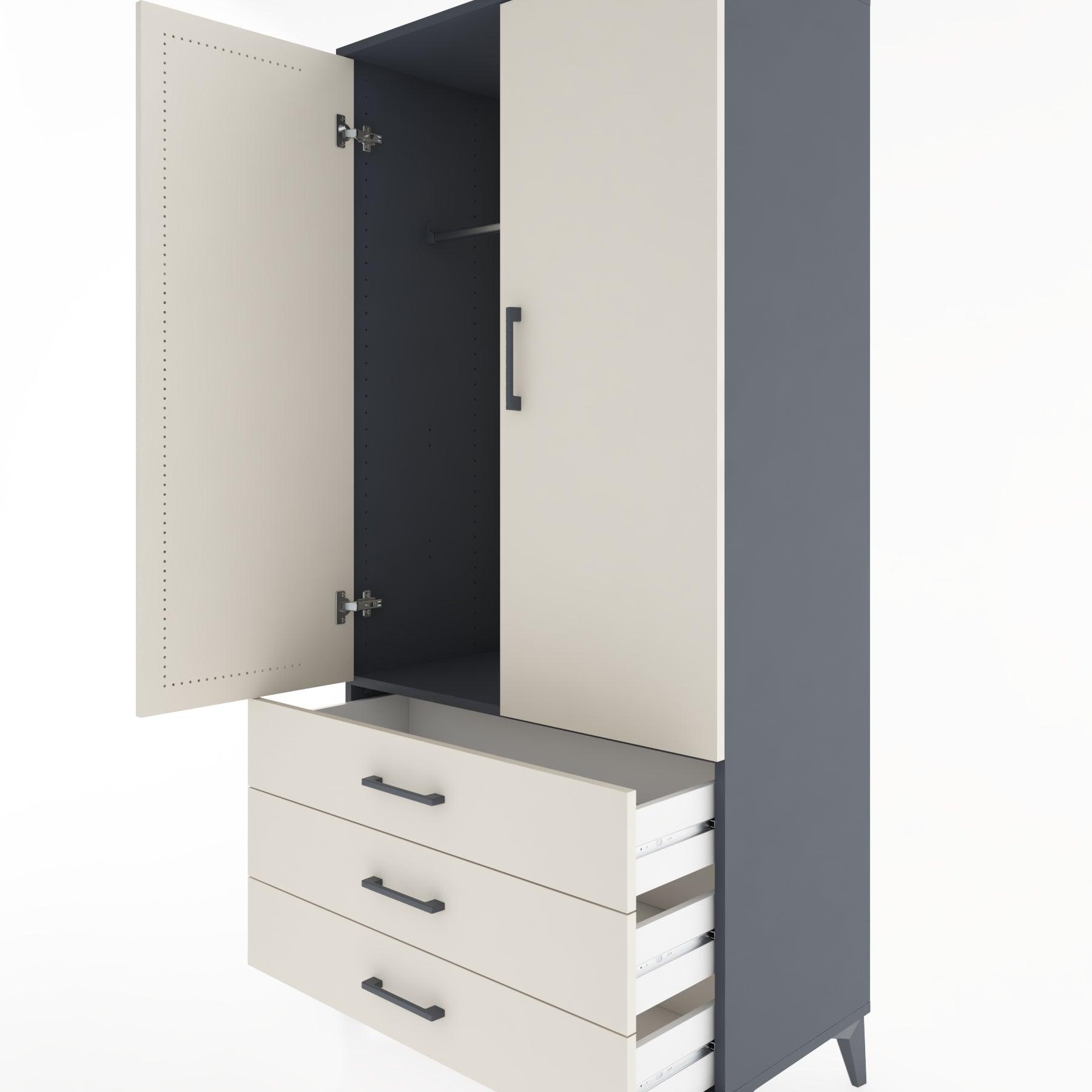 Woodntry Modular Cabinet Anthracite 88x44x170 cm with Doors and Drawers KC28-2