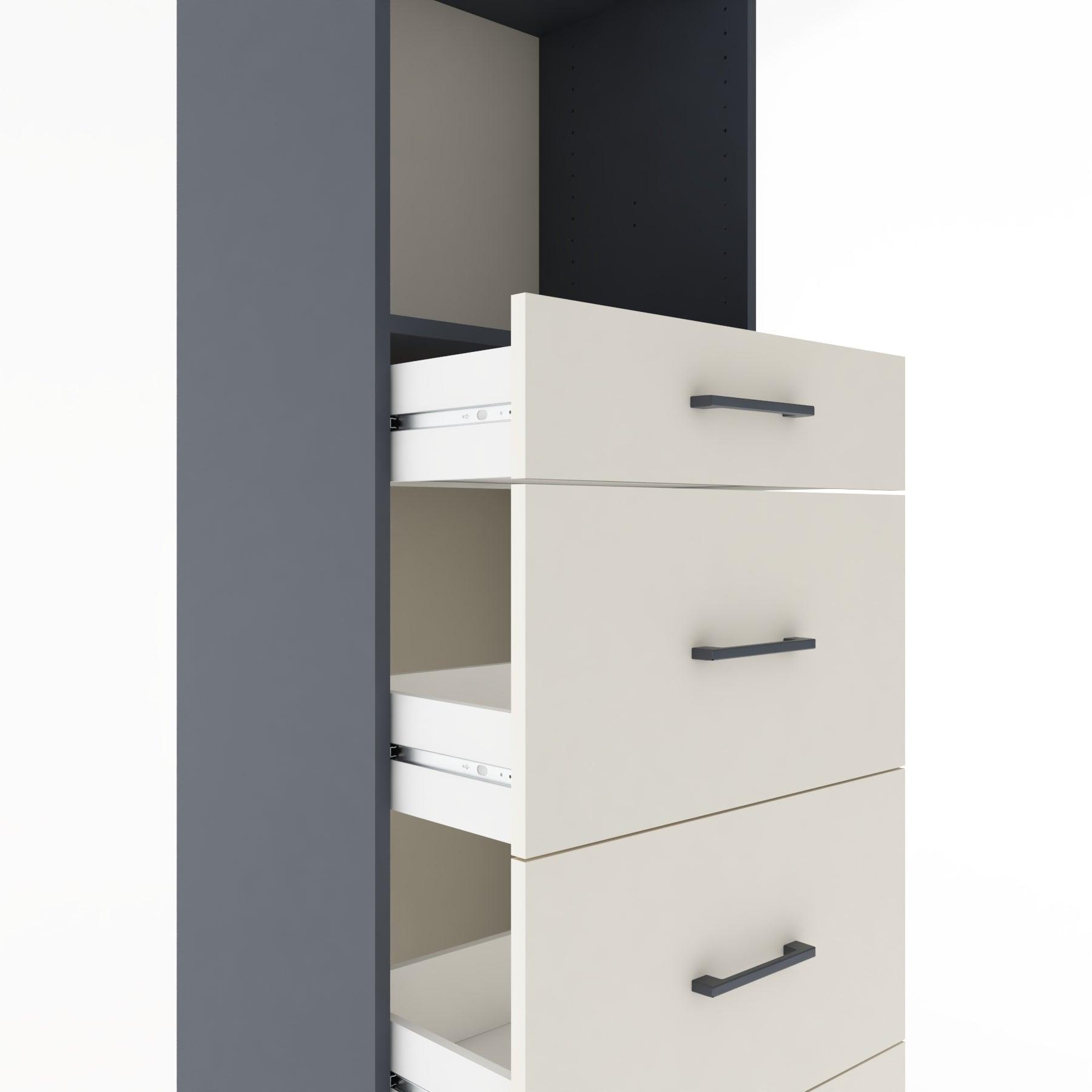 Woodntry Modüler Dolap Antrasit 60x44x170 cm Çekmeceli ve Raflı CR50-2