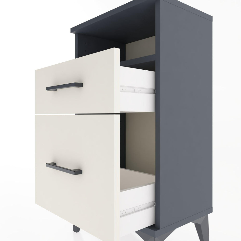 Woodntry Modüler Komodin 2 Çekmece ve Raflı V3 44x30x68 cm Antrasit - Woodntry