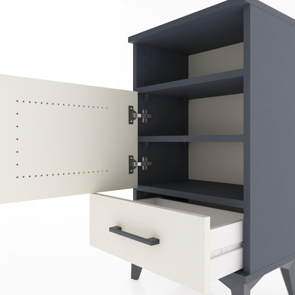 Woodntry Modüler Komodin Raf Kapak Çekmeceli 44x30x68 cm Antrasit - Woodntry