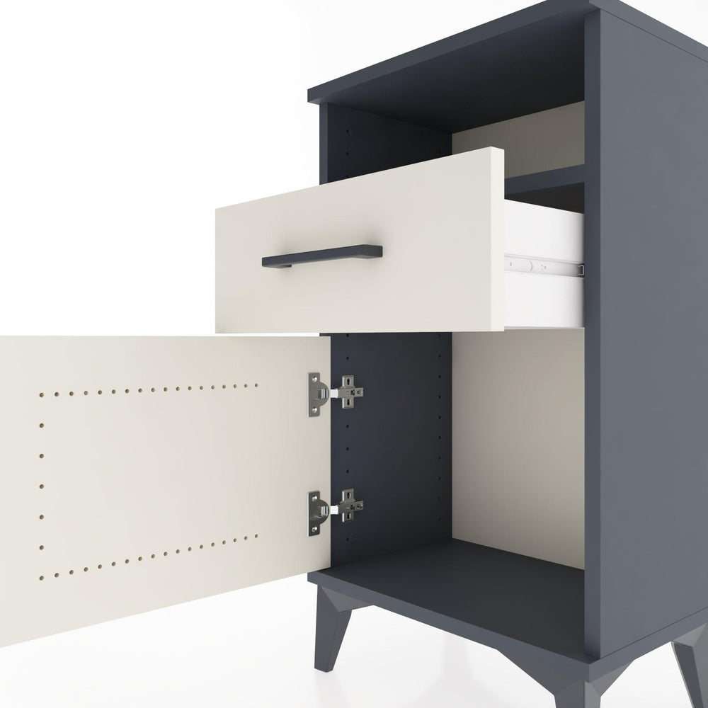 Woodntry Modüler Komodin Raf Çekmece Kapaklı 44x30x68 cm Antrasit - Woodntry