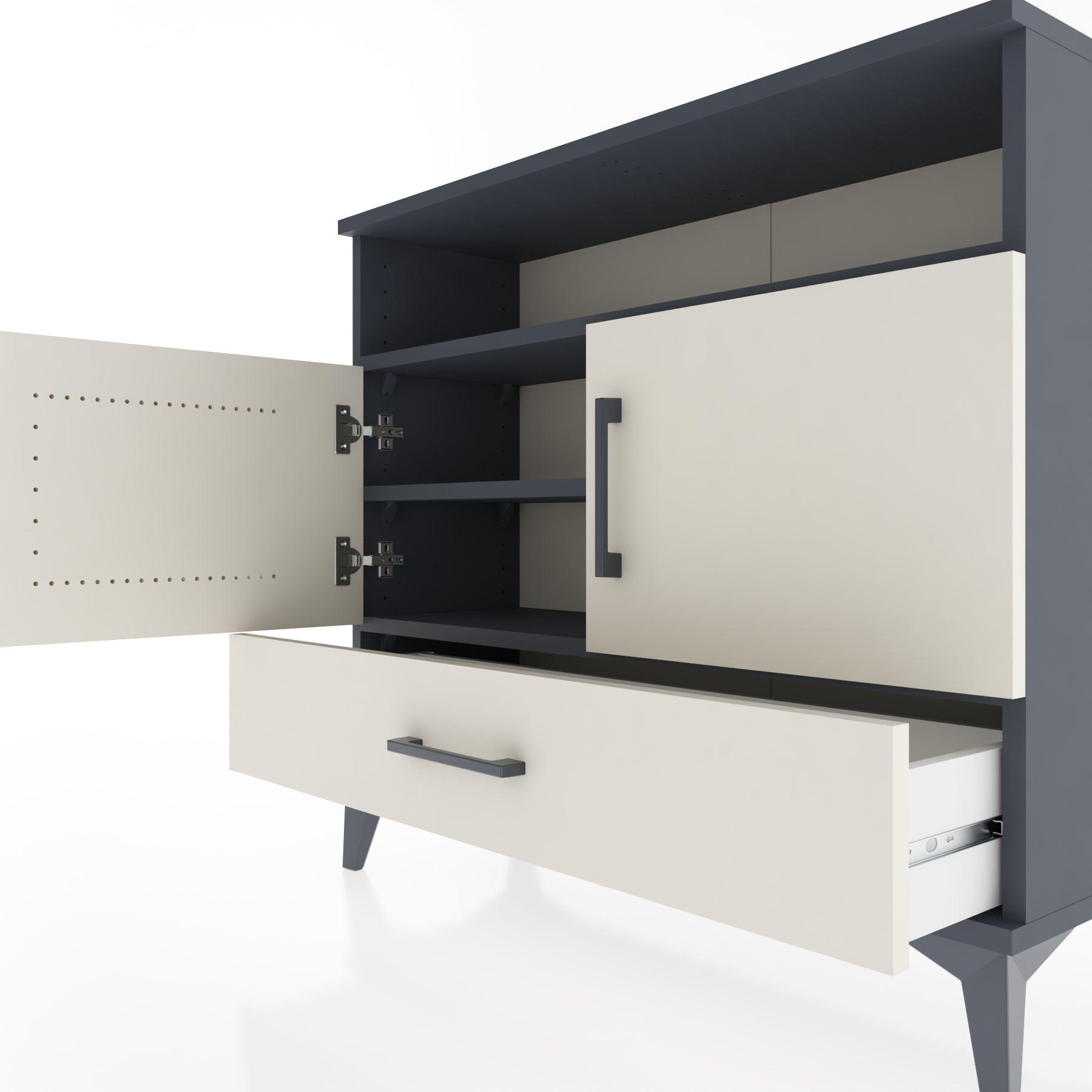 Woodntry Modüler Şifonyer Raf Kapak Çekmeceli 88x30x68 cm Antrasit - Woodntry