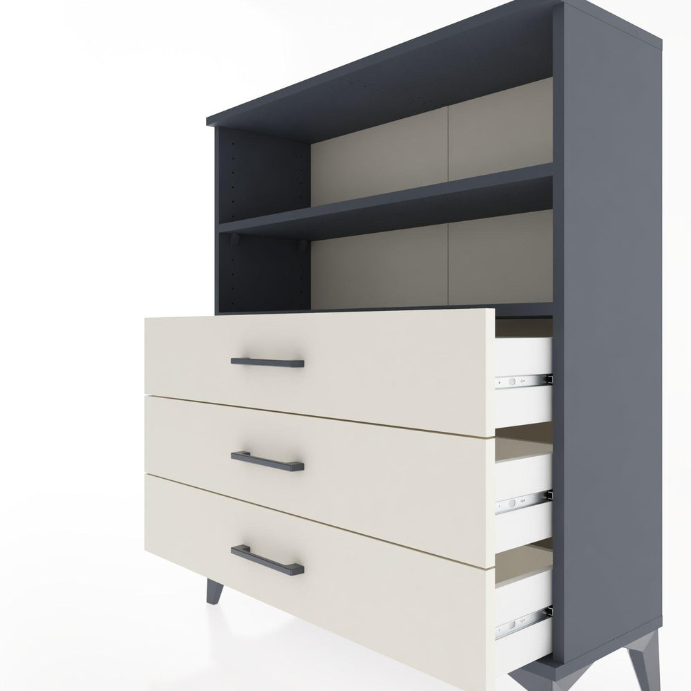 Woodntry Modüler Şifonyer Antrasit 88x30x94 cm Çekmeceli ve Raflı CR18-2