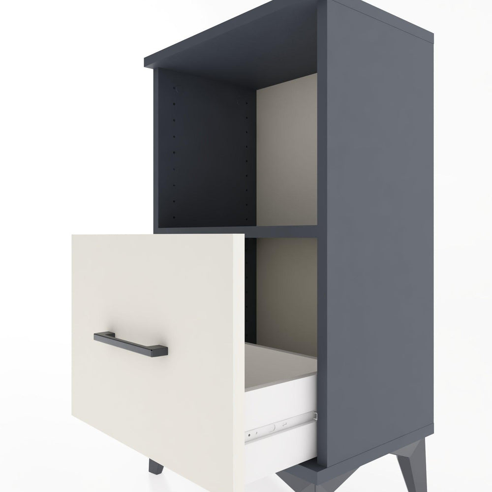 Woodntry Modüler Komodin Tek Çekmece ve Raflı V2 44x30x68 cm Antrasit - Woodntry