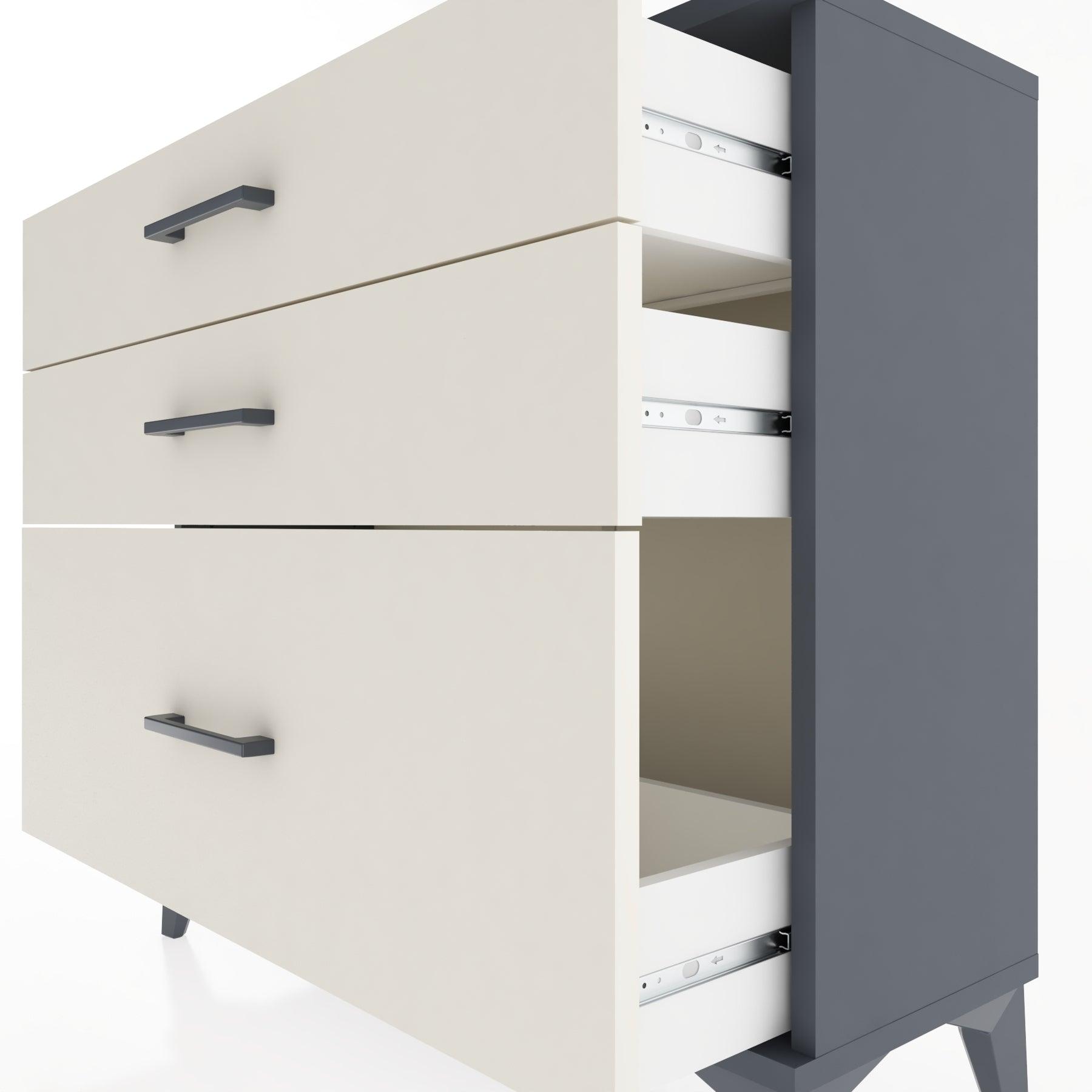Woodntry Modüler Şifonyer Üç Çekmeceli V3 88x30x68 cm Antrasit - Woodntry