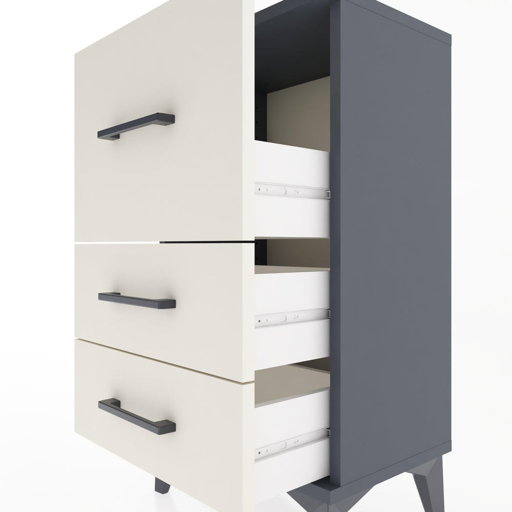 Woodntry Modüler Komodin Üç Çekmeceli V1 44x30x68 cm Antrasit - Woodntry