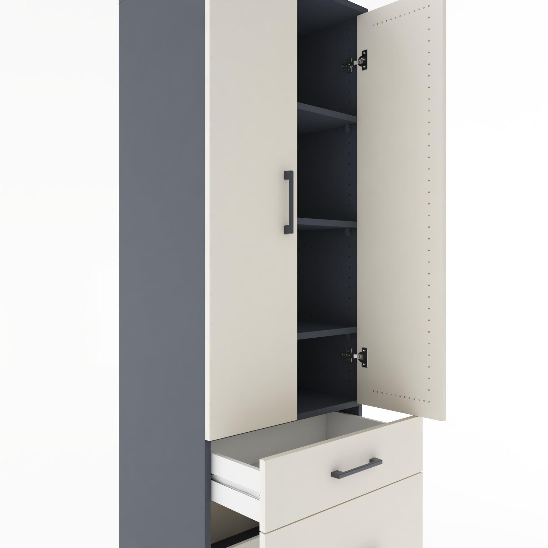 Woodntry Modular Cabinet Anthracite 60x44x170 cm with Doors and Drawers KC15-2