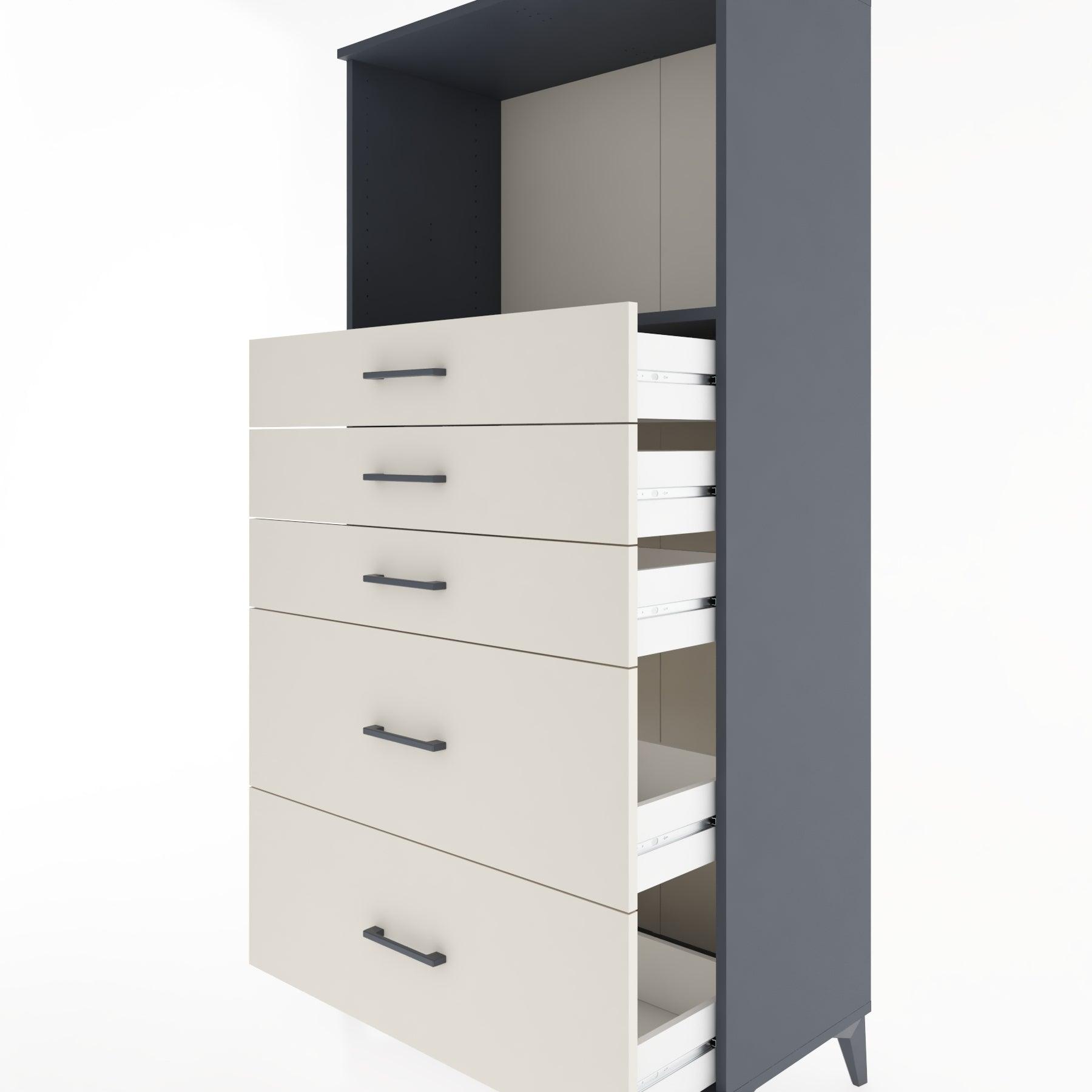Woodntry Modular Cabinet Anthracite 88x44x170 cm with Drawers and Shelves CR46-2
