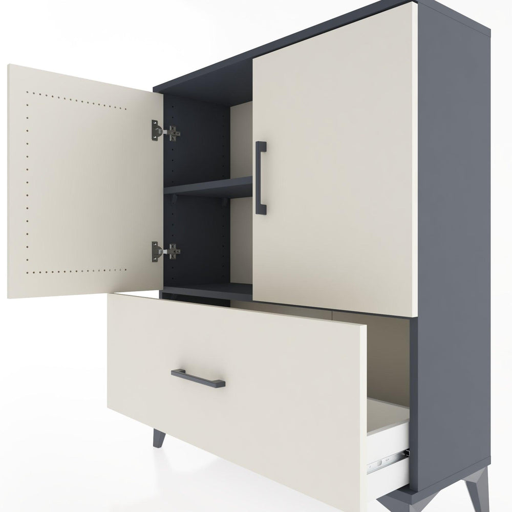 Woodntry Modüler Şifonyer Antrasit 88x30x94 cm Kapaklı ve Çekmeceli KC10-2